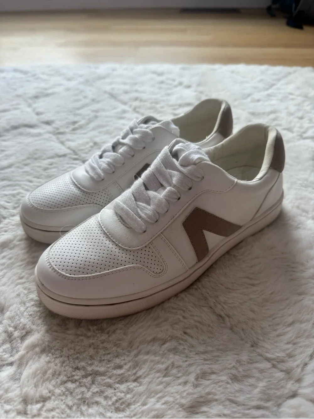 MIA White Sneakers with Taupe Accent